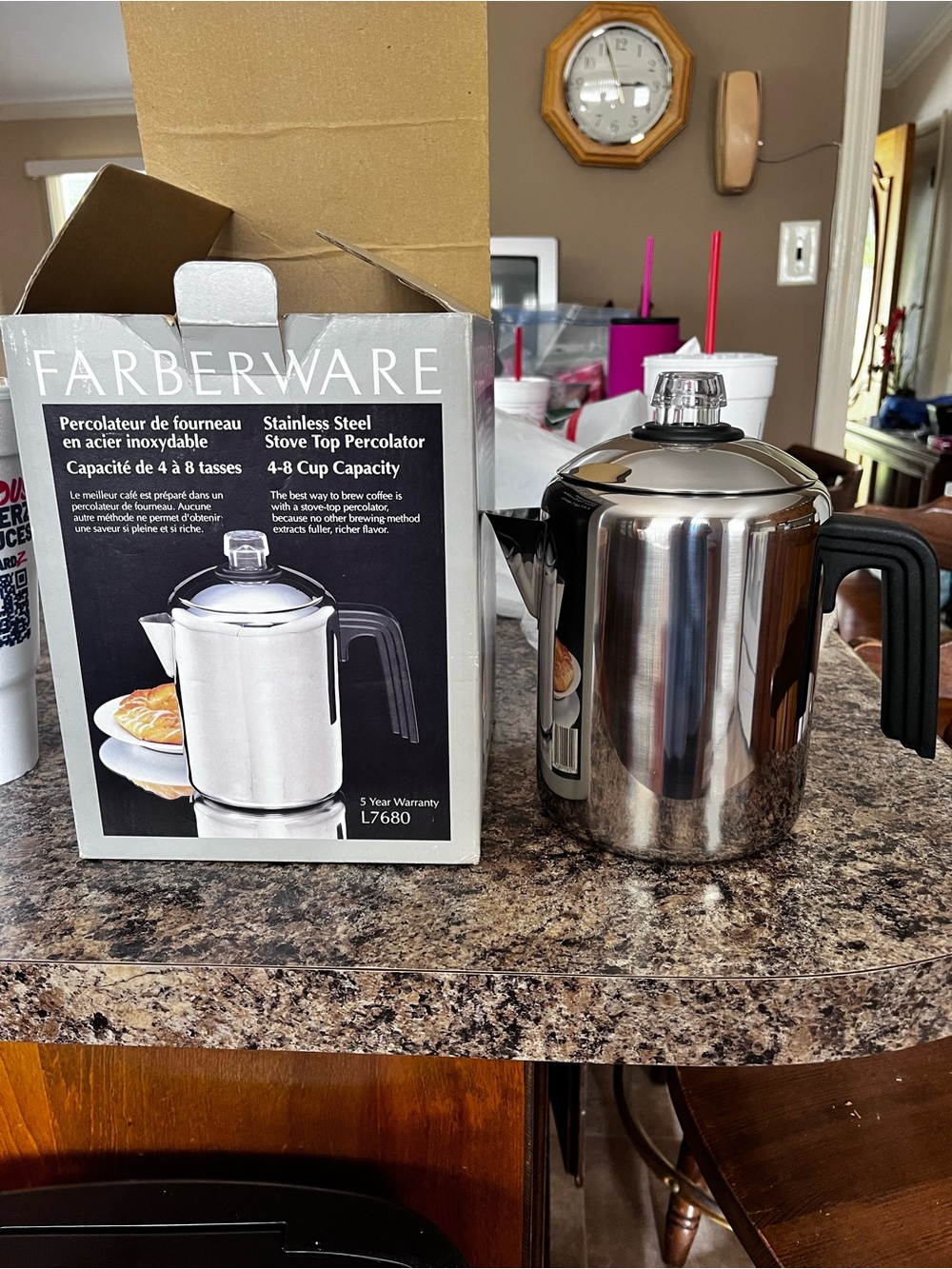 Farberware Stainless Steel Percolator with Black Handle - Silver